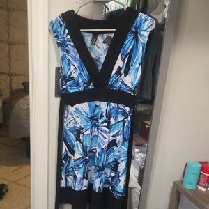Love Blue and Black Floral Midi Dress